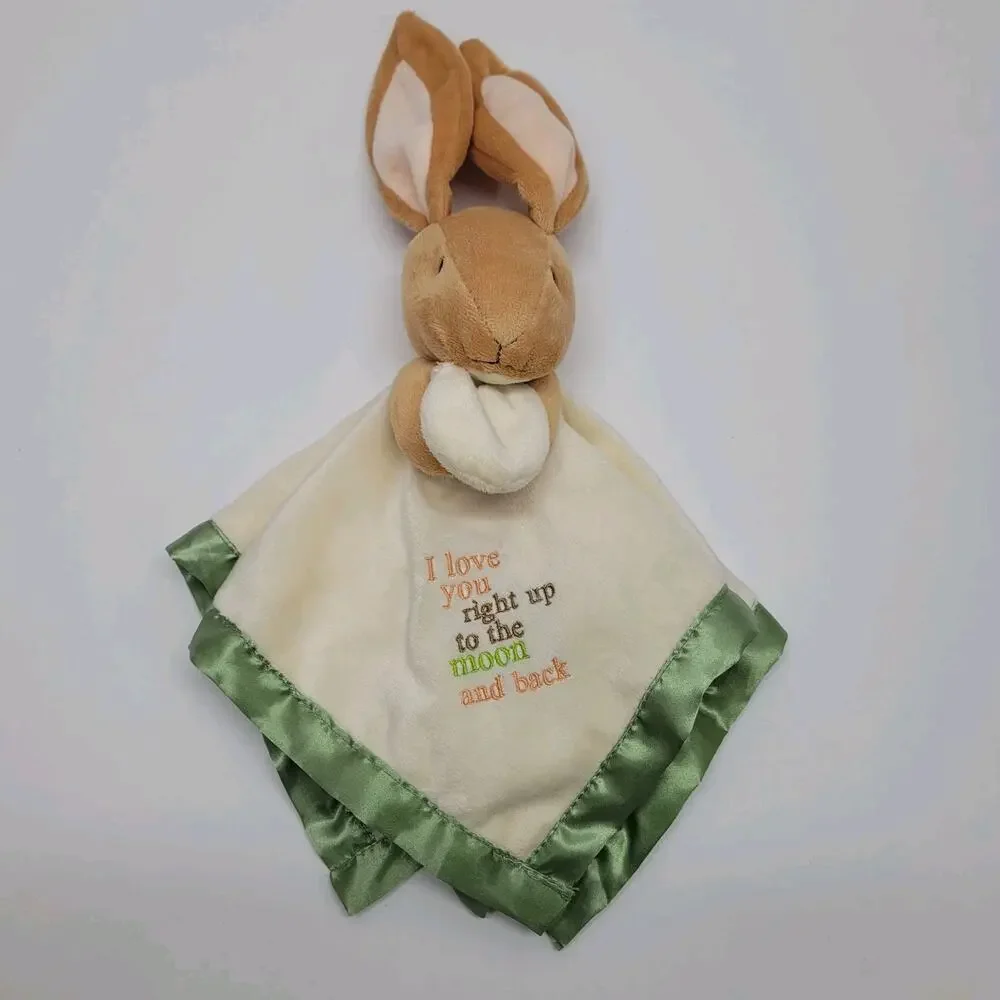 Guess How Much I Love You Bunny Rabbit Plush Security Baby Blanket Lovey Green